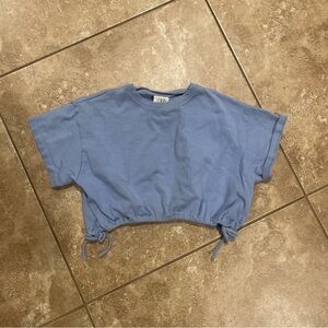 Zara Baby Blue Girl’s Short Sleeves Elastic Band Drawstring Waist T-Shirt Size 9